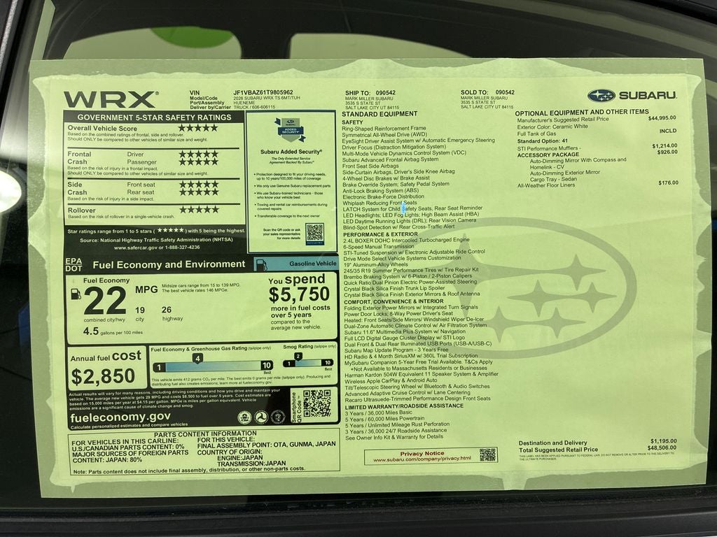 2026 Subaru WRX tS