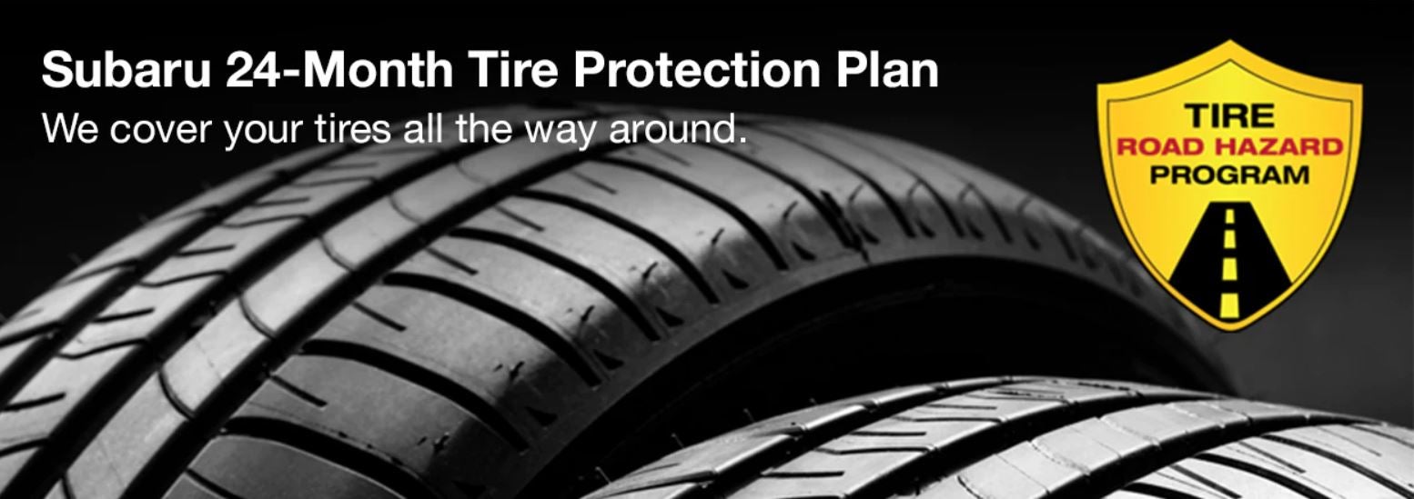 Subaru tire with 24-Month Tire Protection and road hazard program logo. | Mark Miller Subaru Midtown in Salt Lake City UT