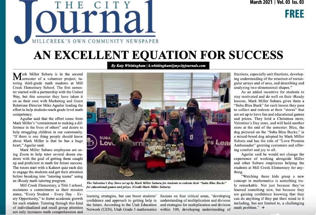 An Excellent Equation for Success newspaper