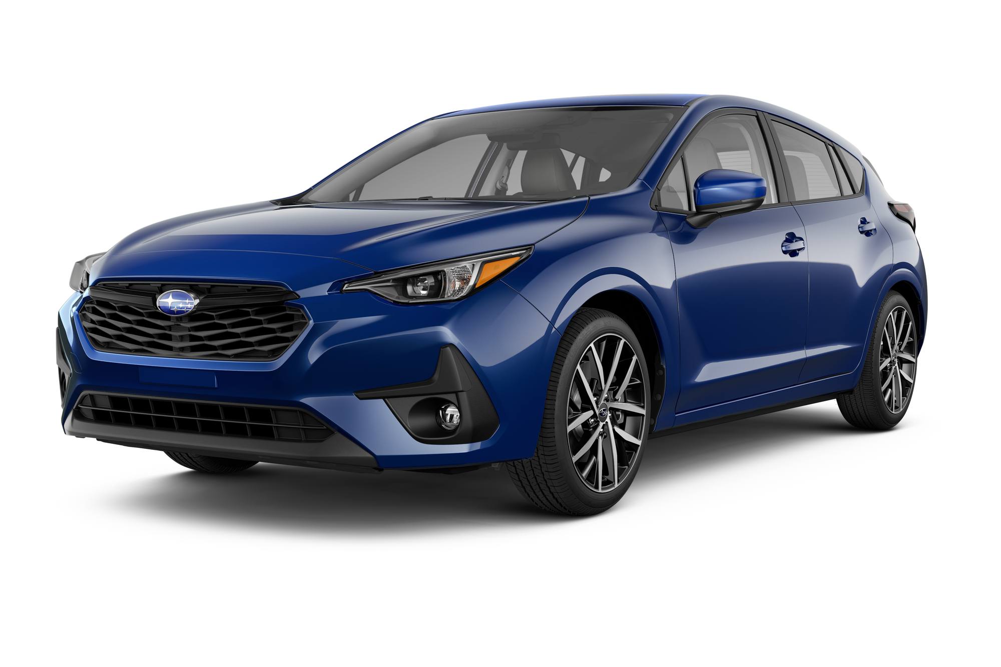 2026 Subaru Impreza Sport in Sapphire Blue Pearl, front three-quarter studio view