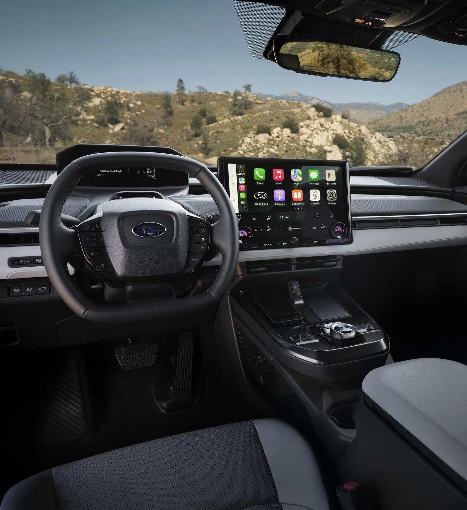 2026 Subaru Trailseeker interior with large center touchscreen and gray upholstery